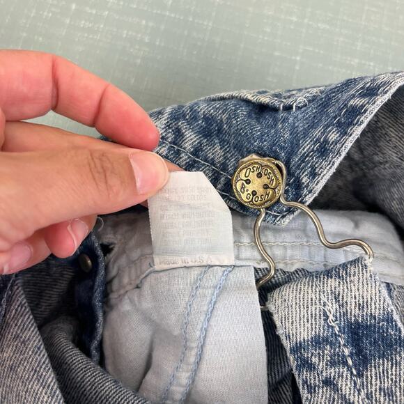 Vintage OshKosh B'gosh Acid Wash Denim Smiley Shortalls 4T USA - Picture 7 of 11